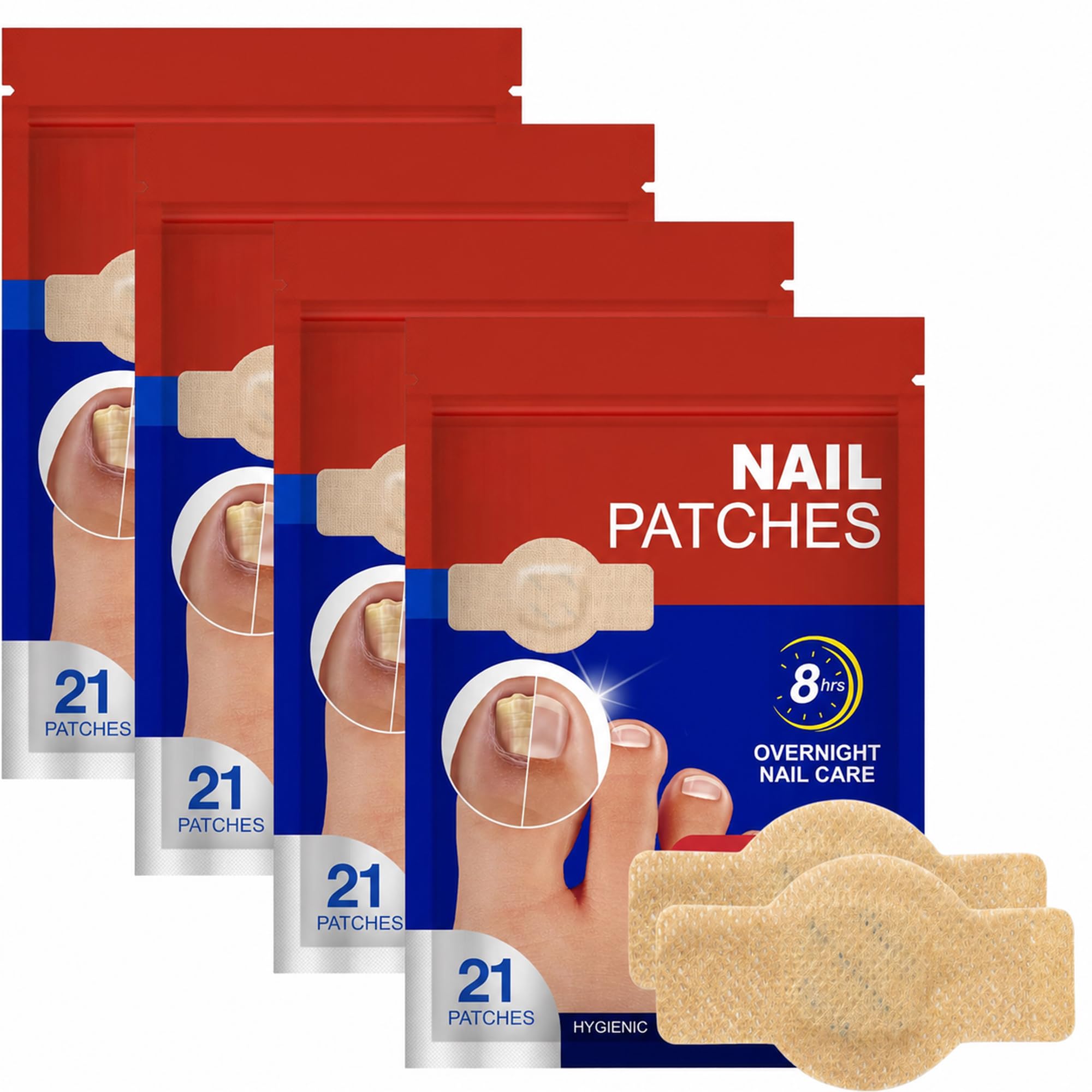 Nail Patches – Overnight Nail Care Support, Thin & Breathable Nail Stickers for Toenails & Fingernails, 4 Pack (84 Patches) Jumbo Pack