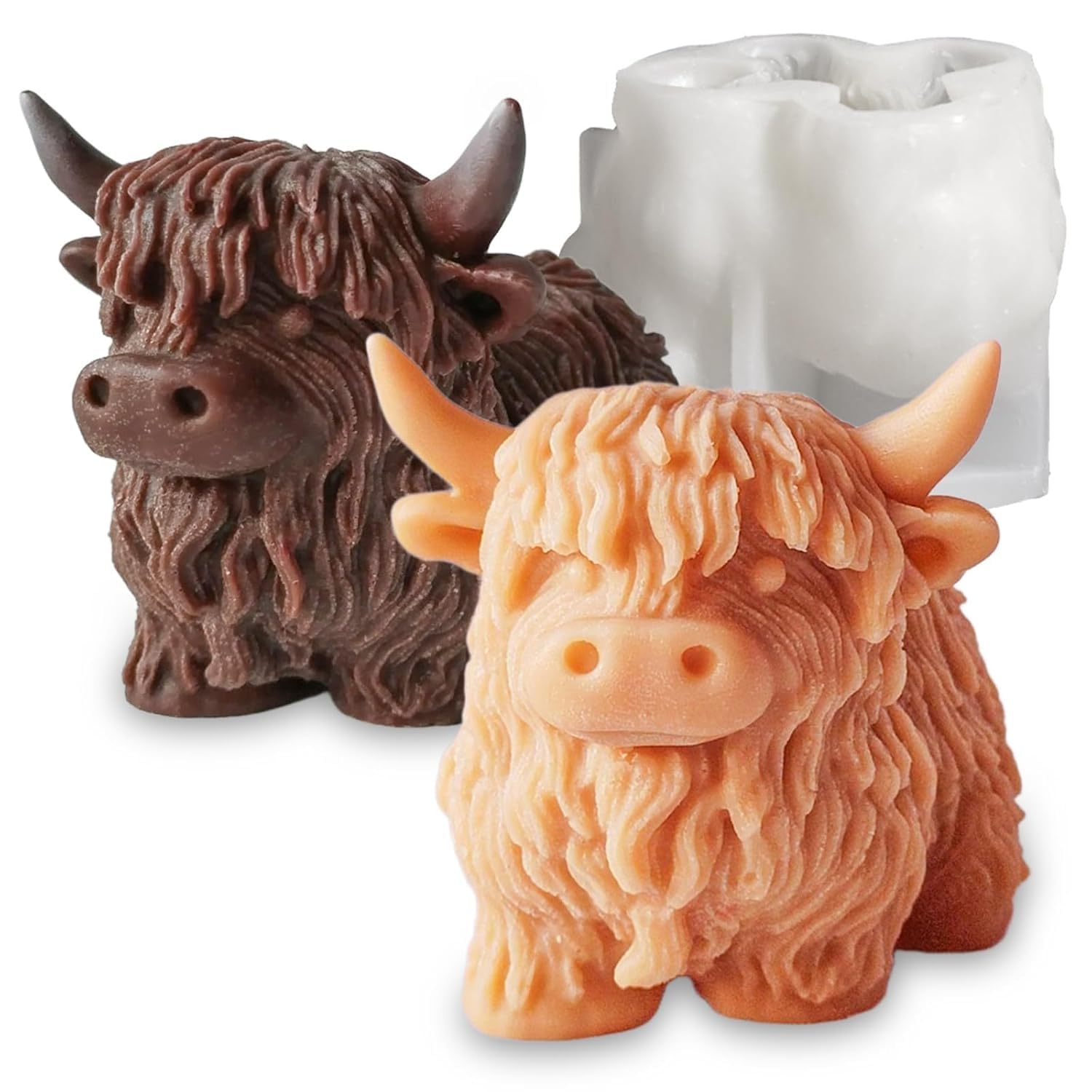 Cow Candle Mold Silicone Cattle Animal Soap Molds for DIY Candle Making Wax Melts Polymer Clay Cute Handmade Soap Molds Jungle Safari Theme Cake Decoration Chocolate Molds-image-18
