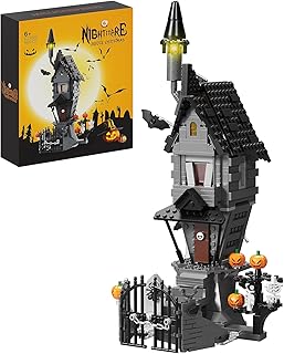 Nightmare Before Christmas Halloween Jack's and Sally Haunted House Building Set with Led Light Compatible for Lego,Creative Festival Toy Kit Gifts for Movie Fans Friends Kids(568pcs)