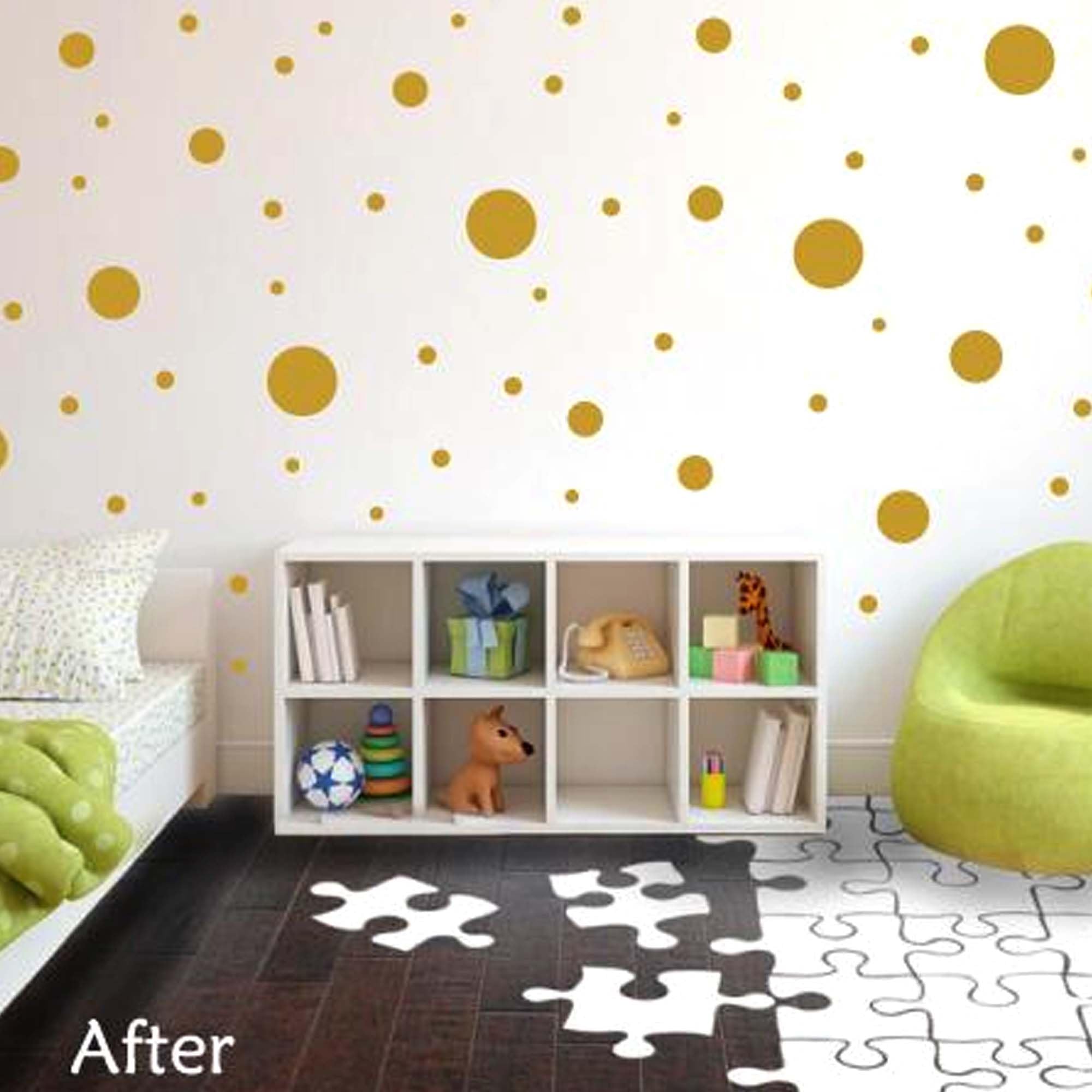 123 Pc Gold Mix Dots Polka Dot Wall Stickers Irregular Polka Dot Stickers Decal Vinyl Wall Art Room Decor Bedroom Decor Peel and Stick Nursery Decor - Image 2