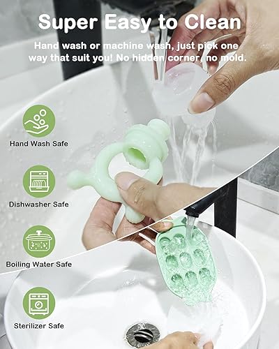 Miniatura 31 de Bandeja para congelador de alimentos para bebés con tapa, paquete de 2 unidades, bandeja de silicona para congelador, bandeja para alimentador