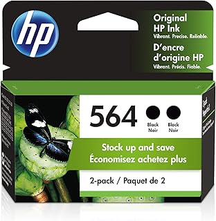 HP 564 | 2 Ink Cartridges | Black | Works with HP DeskJet 3500 Series, HP OfficeJet 4600 5500 C6300 6500 7500 Series, B8550, D7560, C510, B209, B210, C309, C310, C410, C510 | CB316WN