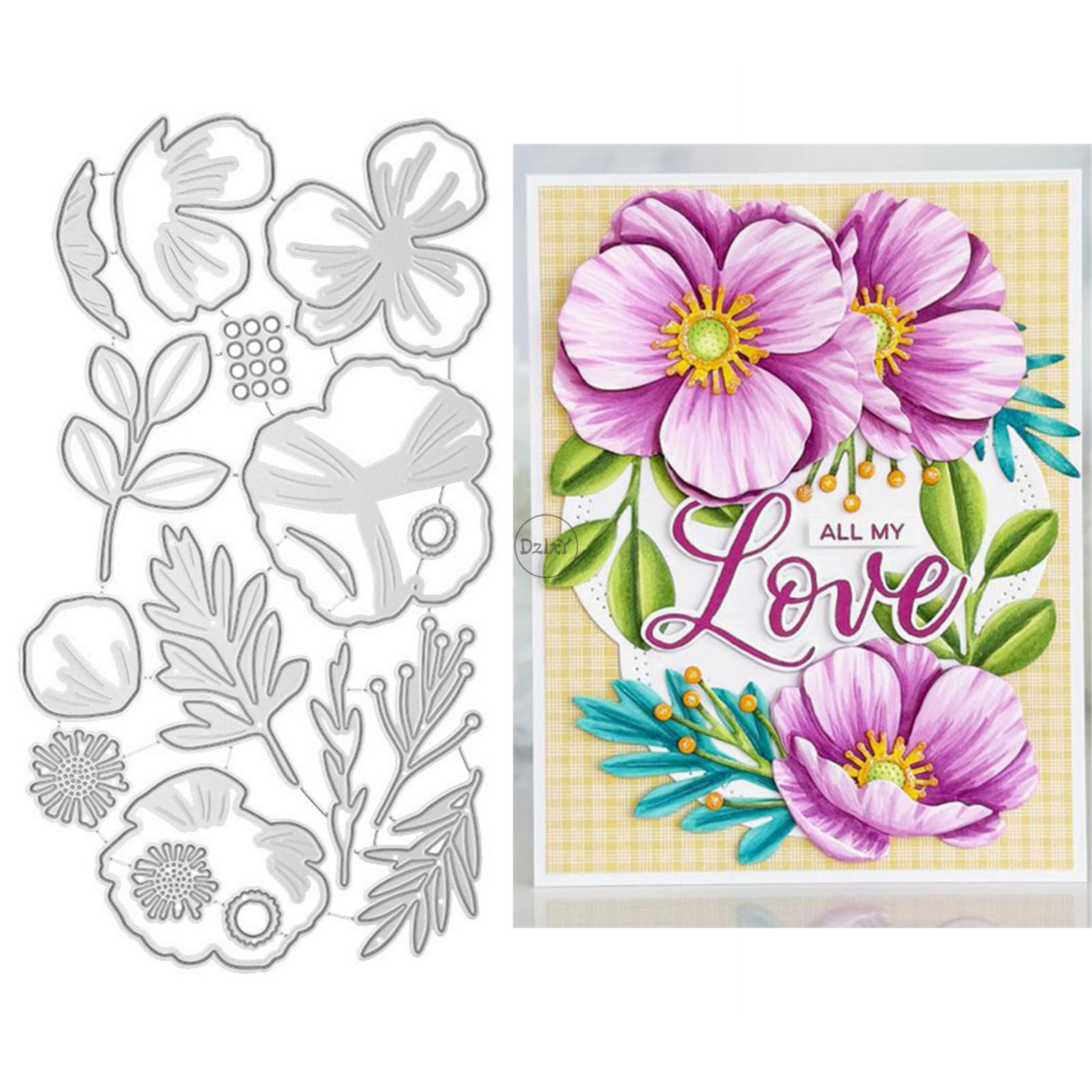 DzIxY Patchwork Three Petal Flower Metal Cutting Dies for Card Making Kit Embossing Paper Die Cuts Set Scrapbook Stencils Supplies Machine Templates