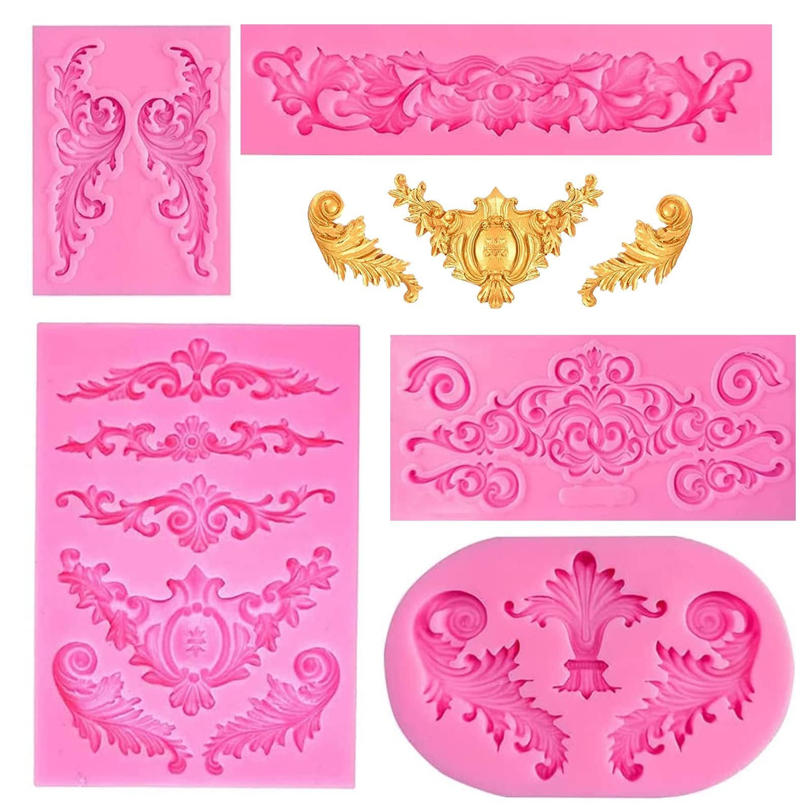 5 sztuk silikonowych foremek do fondantów, barokowych 3D, vintage, do krówek, czekolady, dekoracji deserowych