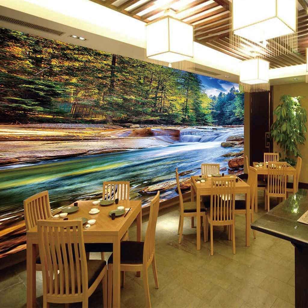 Papel Pintado Mural 3D Paisaje Del Arroyo Del Bosque Papel Pintado Mural 3D Papel Pintado De Pared Carteles De Pared Pegatina De Pared Borde Autoadhesivo Ladrillo Baño Dormitor 200(ancho)x150(alto) cm
