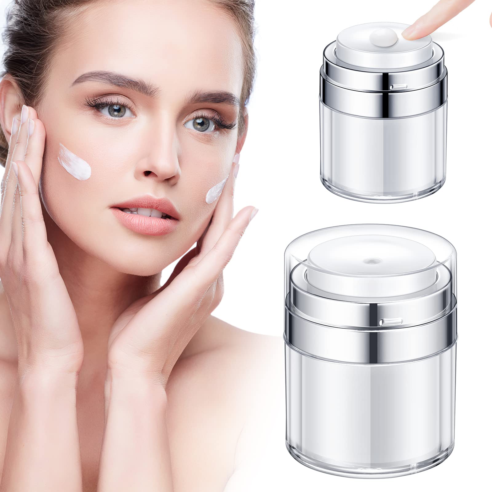 Voulliy 1*30Ml Travel Pump Bottles For Toiletries,15/30/50Ml Skin Care Products Jar, Cosmetic Jar Airless Pump Jar Empty Refillable Travel Cream Bottle Portable Cosmetic Container (1 * 30Ml)