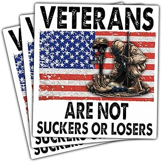 (3 Pcs) Veterans are Not Suckers Or Losers Sticker, Funny Political Sticker Adult Humor Anti Bumper Stickers -Vinyl Stickers for Laptop Water Bottle Phone Car Window Helmet 3 Inches (V3)