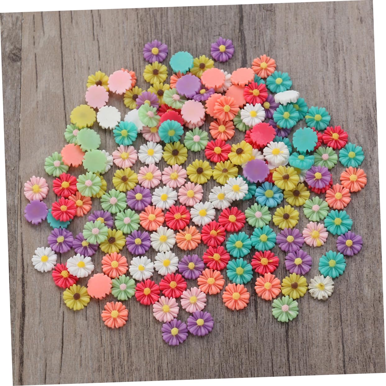 BESTonZON 600 Piezas decoración cabujones de flores de resina suministros de joyería de bricolaje cabujones de flor de margarita Teléfono móvil Decorar Accesorios para el cabello