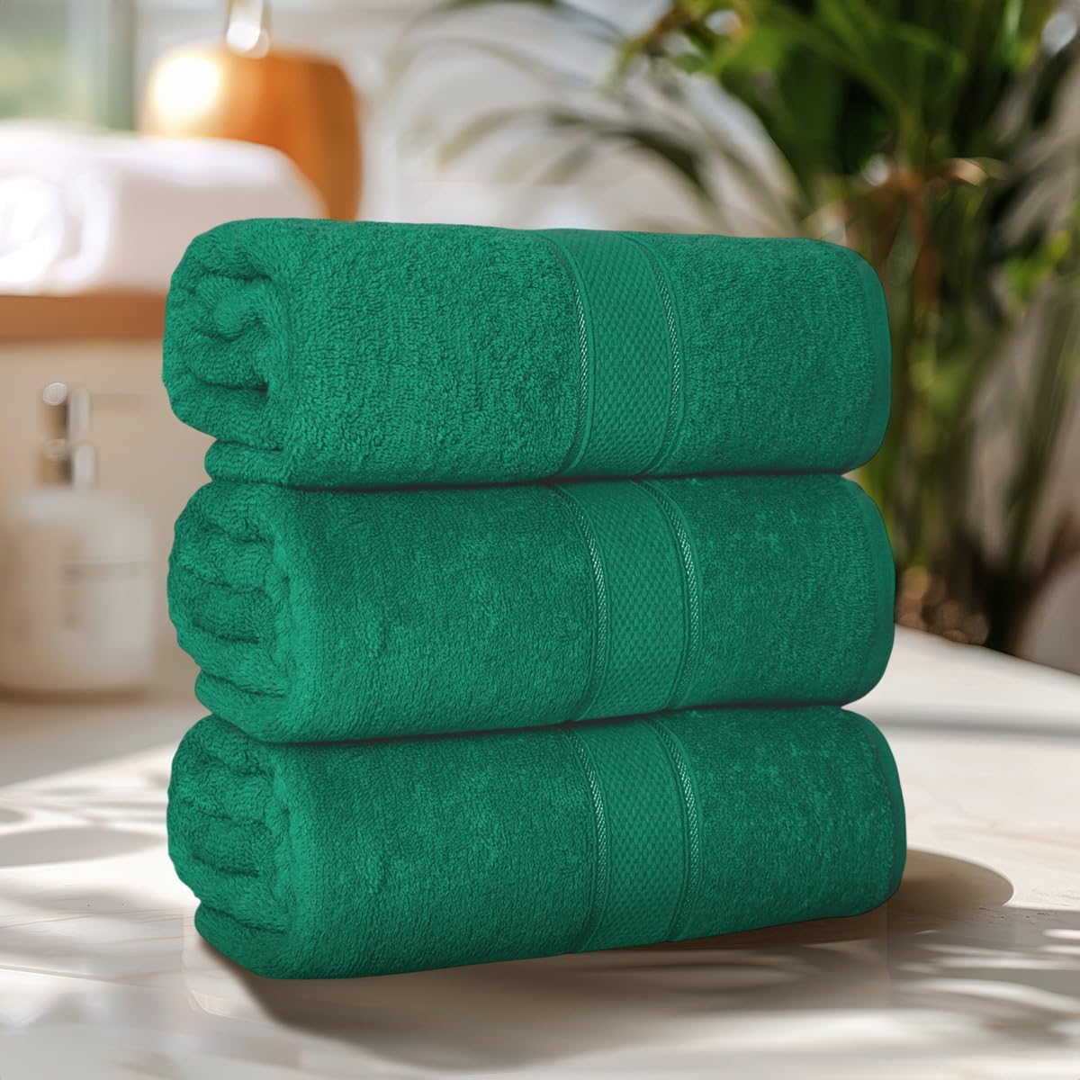 ZZZMRH 3 Pack Luxury Bath Sheets towels (90 x 180 cm) - 100% Egyptian Cotton Towels Soft Absorbent Quick Dry Extra Large Bath Sheet โ Super Soft Hotel Quality Bath Towels Large, Jade