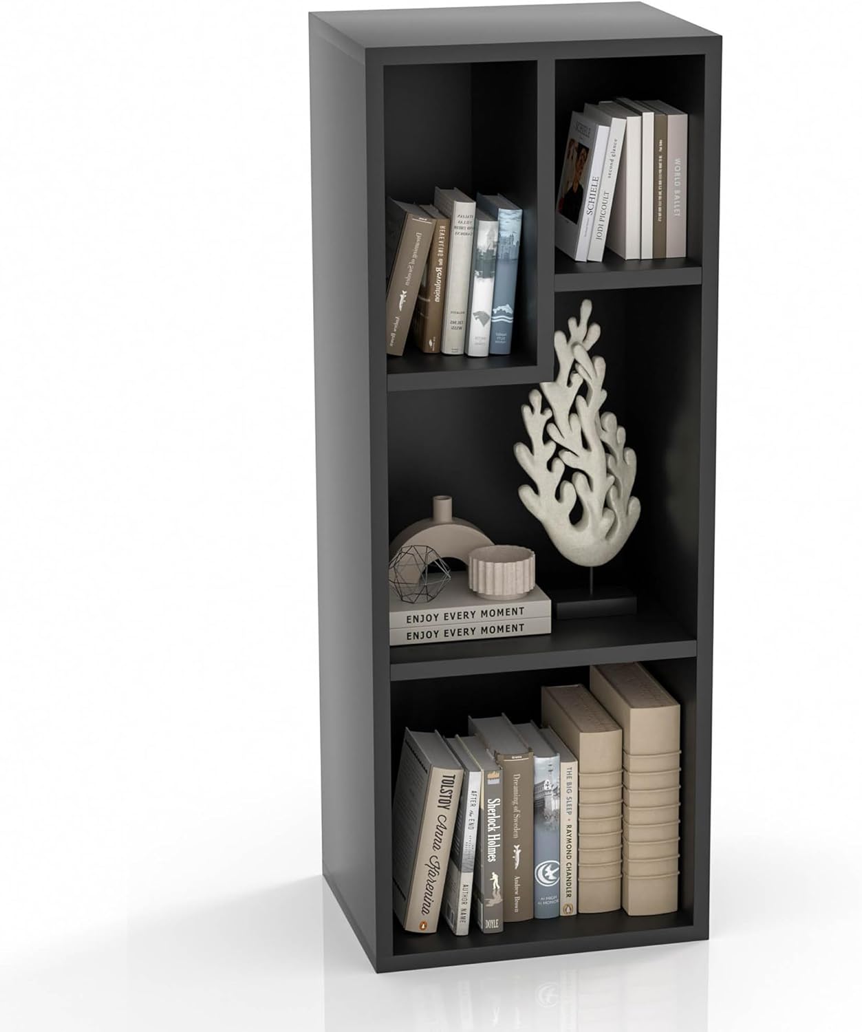 VECELO 4Cube Small Bookshelf, 3Tier Bookcase with Height