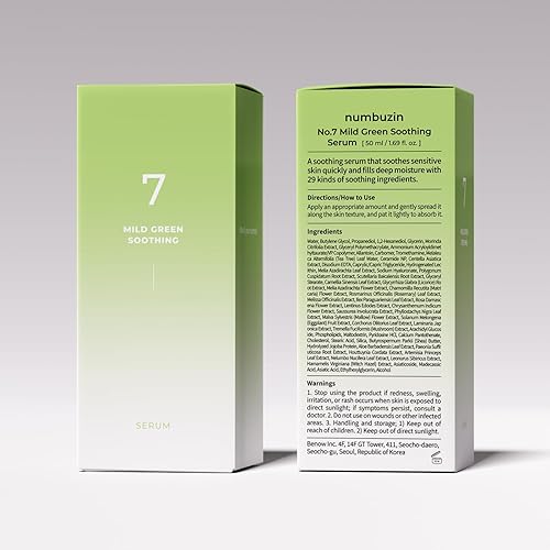 Miniatura 9 de numbuzin Suero No.7  Suero calmante verde suave  Gel verde calmante para piel propensa al acné, enrojecimiento sensible, centella asiática, té