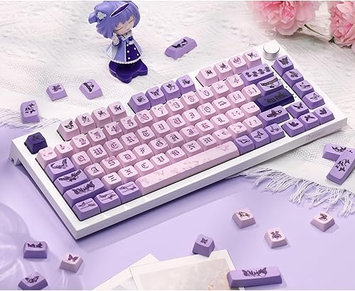 Miniatura 7 de EPOMAKER Butterfly - Teclas PBT de 121 teclas, juego de teclas de sublimación de tinte de perfil MDA, para teclado mecánico para juegos, compatible