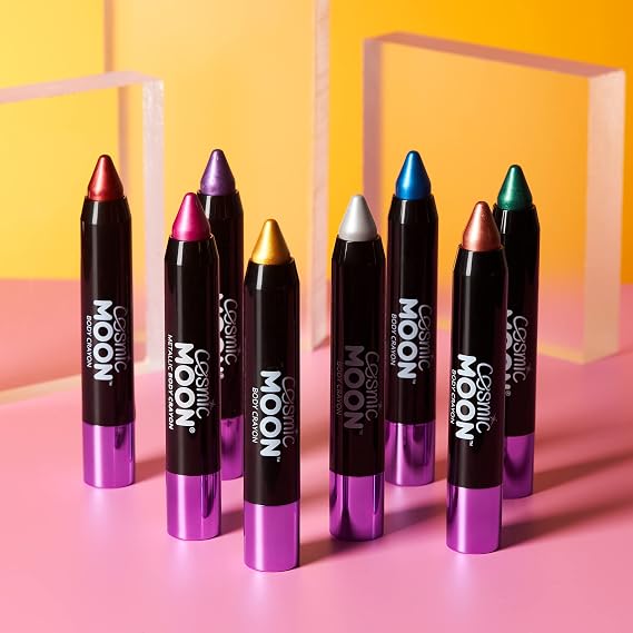 Cosmic Moon - Metallic Face Paint Stick/Body Crayon makeup for the Face & Body - 0.12oz - Easily create metallic designs like a pro! - Blue