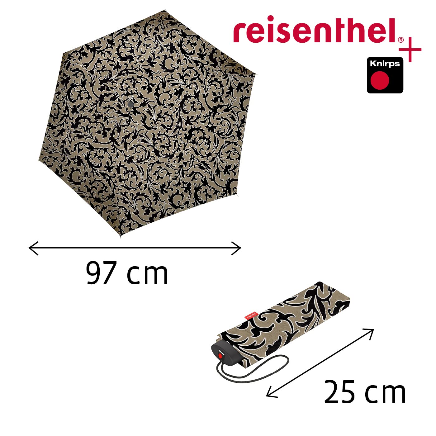 Reisenthel Paraguas de bolsillo pequeño, extremadamente ligero y plano, hecho de botellas de PET recicladas, con toldo grande