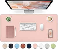 Vista 57 de Bloss Tapete de escritorio beige de 23.6 x 13.8 pulgadas, tapete de escritorio para escritorio, alfombrilla de mouse de cuero grande impermeable