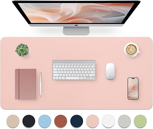 Miniatura 57 de Bloss Tapete de escritorio beige de 23.6 x 13.8 pulgadas, tapete de escritorio para escritorio, alfombrilla de mouse de cuero grande impermeable