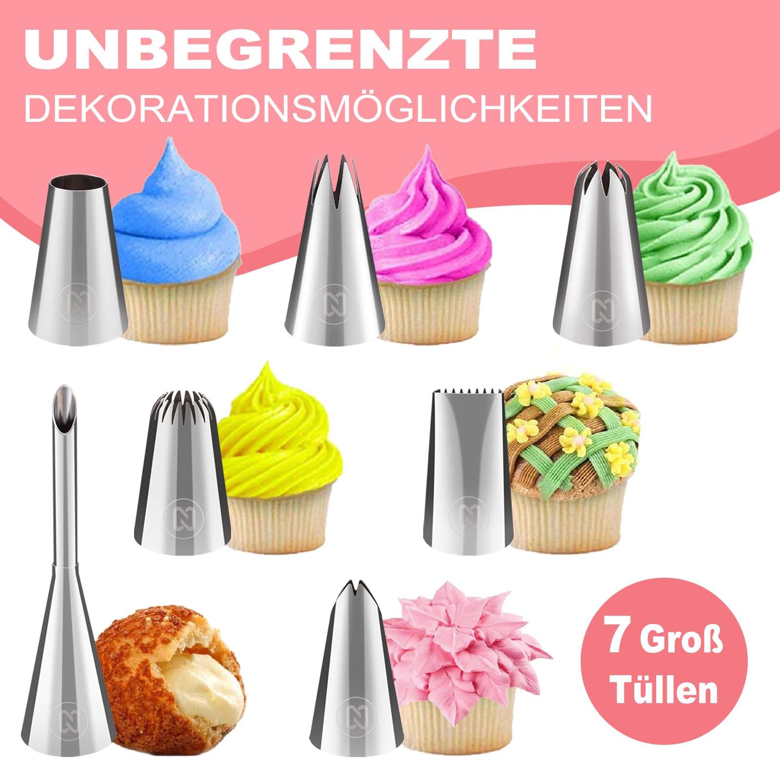 Nifogo Icing Bags with Nozzles Large Professional 33 Pieces - Image 2