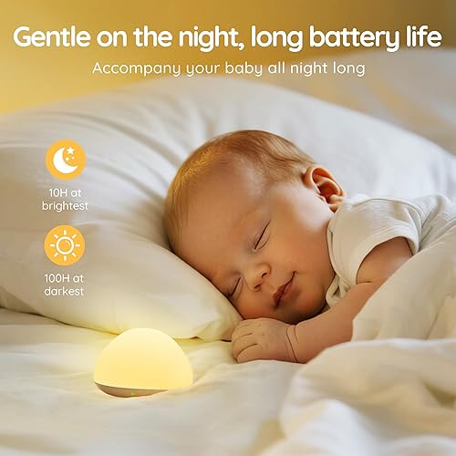 Miniatura 7 de JolyWell Luz nocturna para bebé, luz nocturna RGB regulable para niños, USB-C recargable, lámpara táctil para guardería y dormitorio