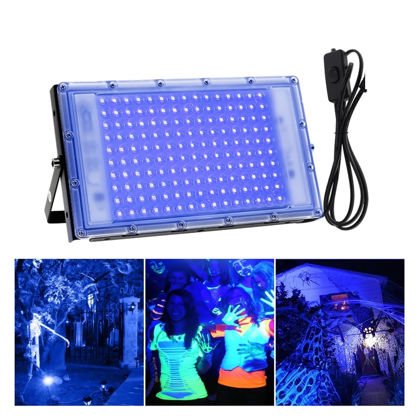 50W 100W 150W UV Światło Halonowe 395nm 400nm Ultrafioletowa Fluorescencyjna Lampa Sceniczna Do Baru Potańcówka Blacklight Garaż ogrodowy(150W With Plug)