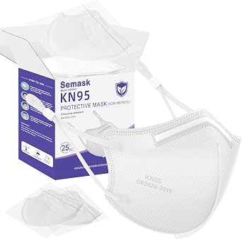 KN95 Adjustable Masks 25 Pack, Individually Wrapped Disposable Masks with Adjustable Ear Loops
