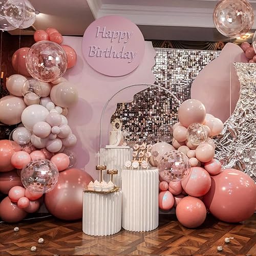 Miniatura 7 de Kit de arco de guirnalda de globos de 147 piezas, color oro rosa perla, oro rosa metálico, blanco, desnudo, con confeti, para boda, despedida