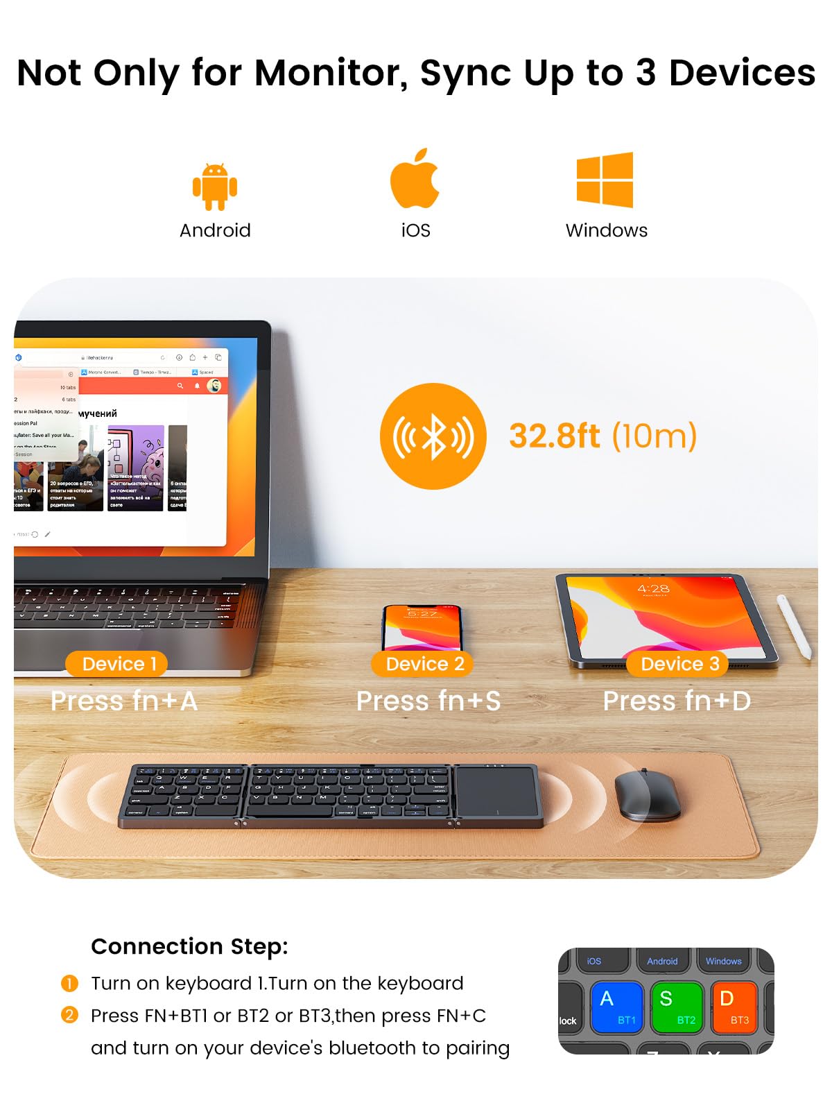UPERFECT 15,6" Touchscreen Monitor Portatile con Batteria 8000mAh, 1080P | Tastiera Bluetooth Pieghevole e Custodia Protettiva per PC Laptop Xbo Switch, Supporto Integrato, Compatibile VESA