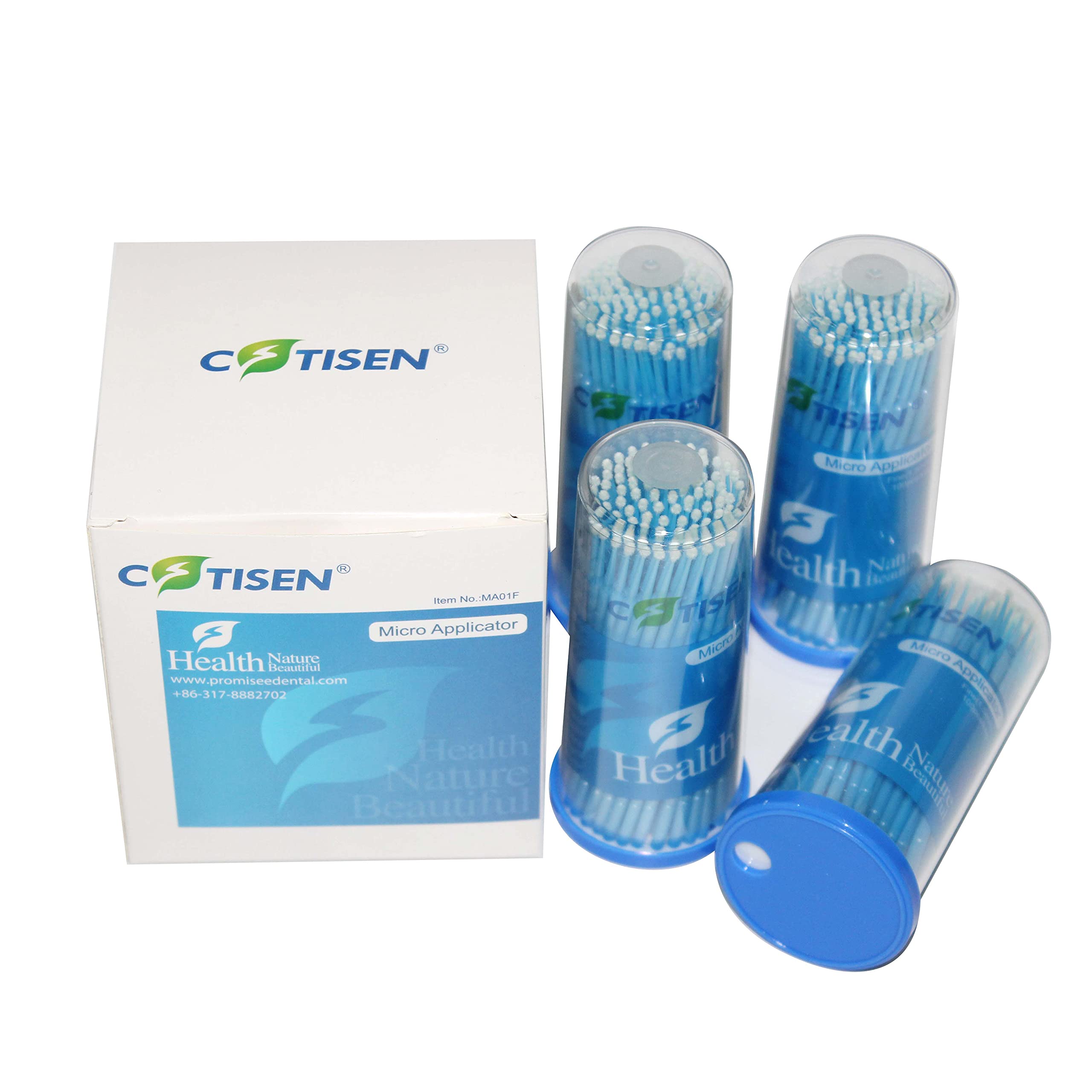 Photo 1 of COTISEN Micro Applicator Brush Disposable Bendable Swabs Tip for Eyelash Extensions Mascara Wand Small Plastic Eyebrow Nail Cleaning Tool Makeup Sticks Dental PP Nylon 400 PCS Fine Blue 1.5mm Fine Blue- Box 400