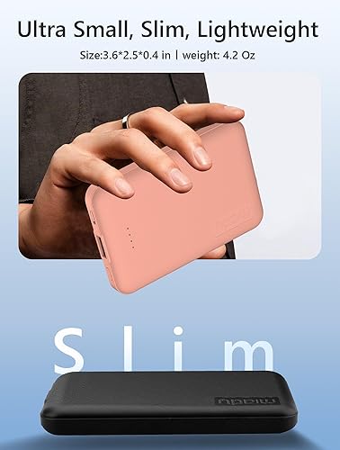 Miniatura 4 de Miady Paquete de 2 mini cargadores portátiles de 5000 mAh, salida USB-C de 5 V 2.4 A, batería de carga rápida, batería de viaje, pequeño banco de