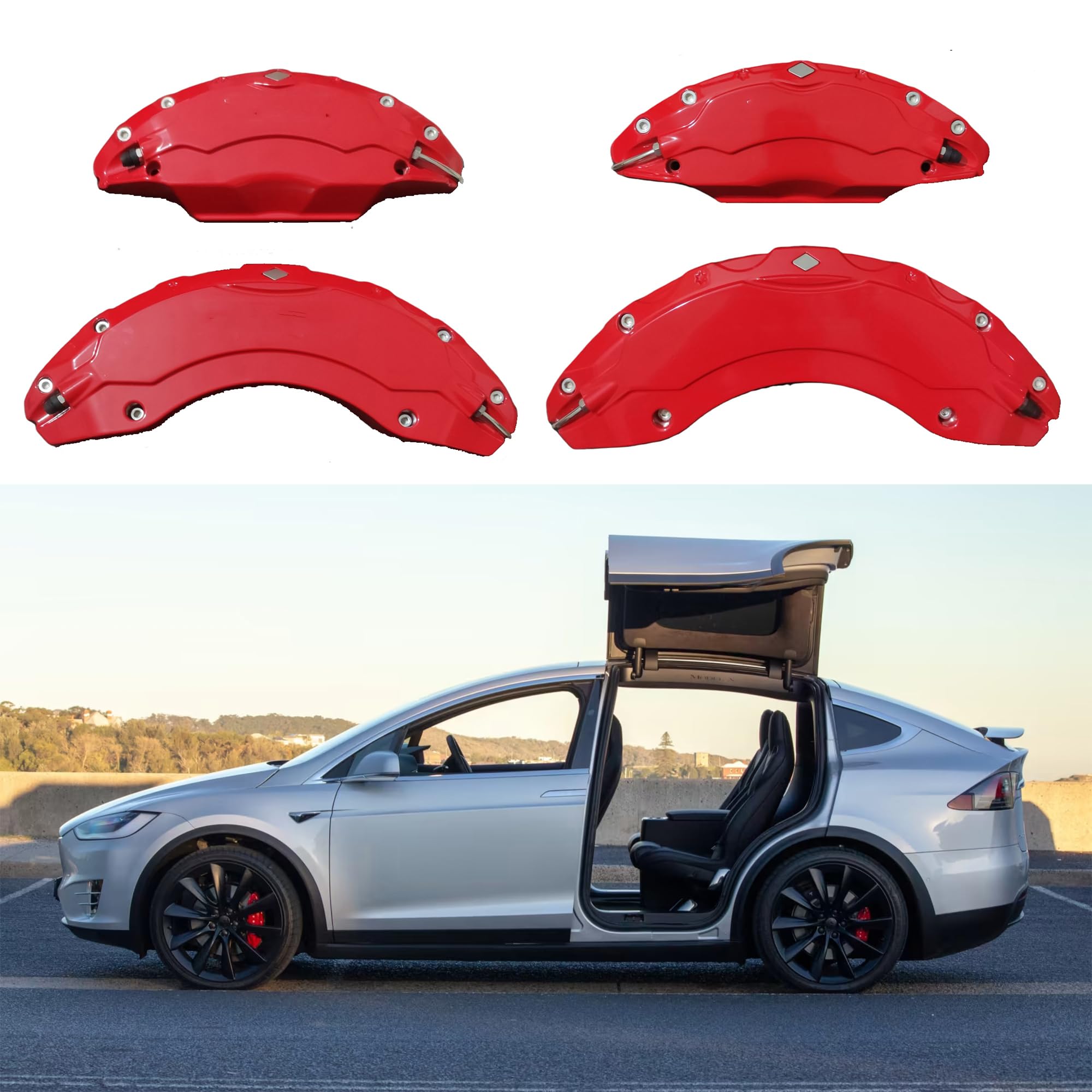 Amazon | ブレーキキャリパーカバー 4個 Tesla Model X Model S 2022