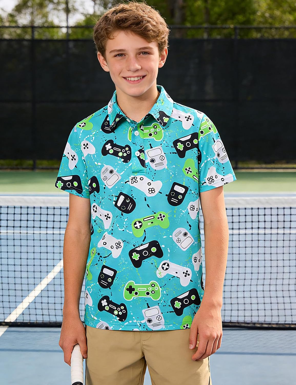 Boys Performance Polo Shirt Short Sleeve Golf Clothes for Hawaiian Active Casual Size 5-14