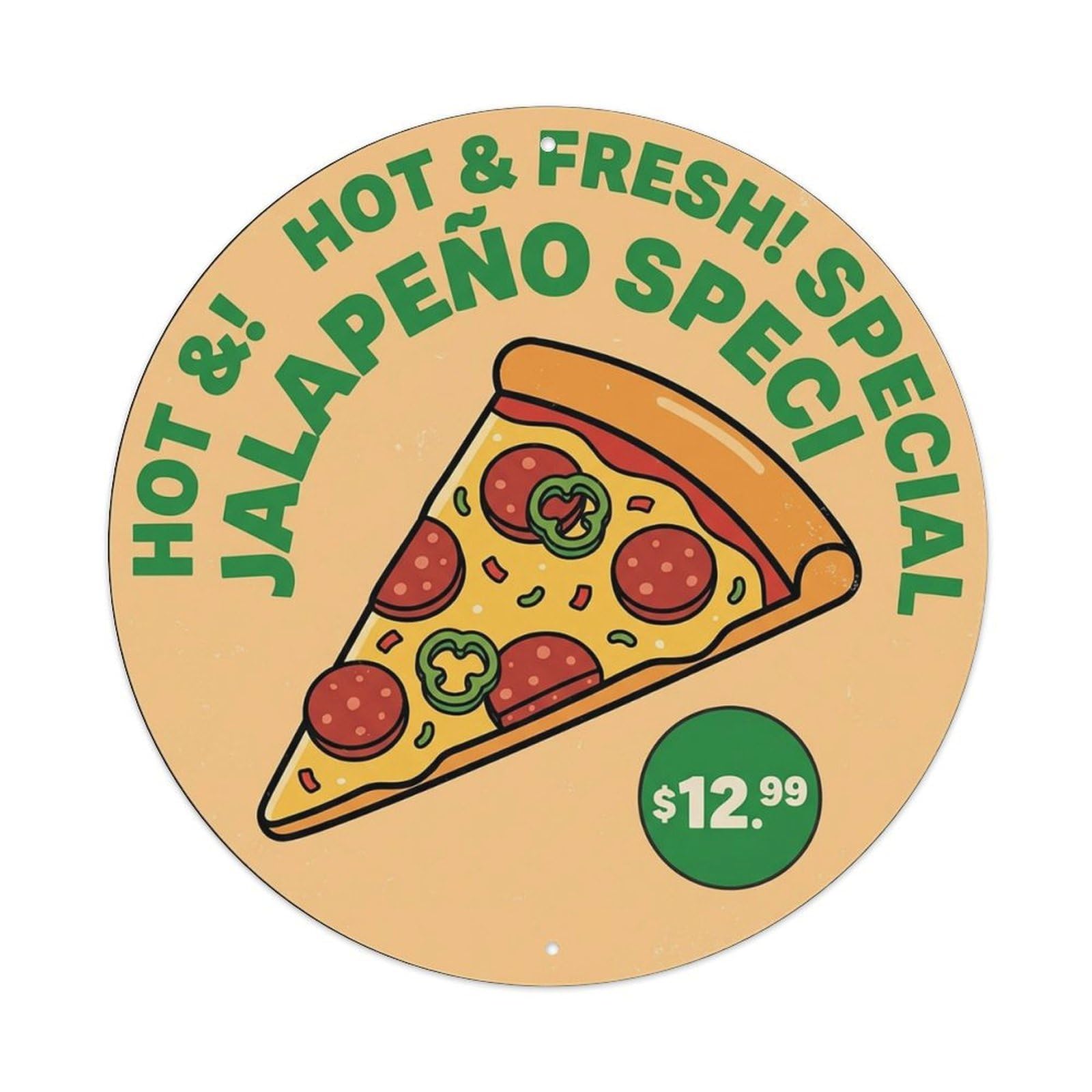 Cwbufd Vintage Style Vintage Pizza Slice Italian Traditional Cuisine Jalapeno Vintage Metal Tin Sign Plaque Wall Decor For Cafe, Club Bar, Office, Garden Metal Poster 8X8inch