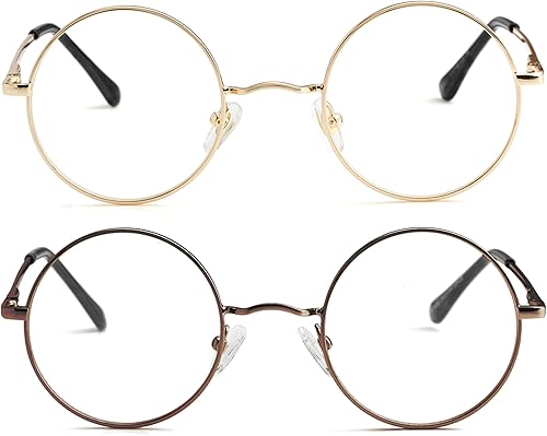 Miniatura 16 de Kursan Pequeñas gafas redondas claras del marco del metal del círculo de los vidrios de la lente del círculo Negro