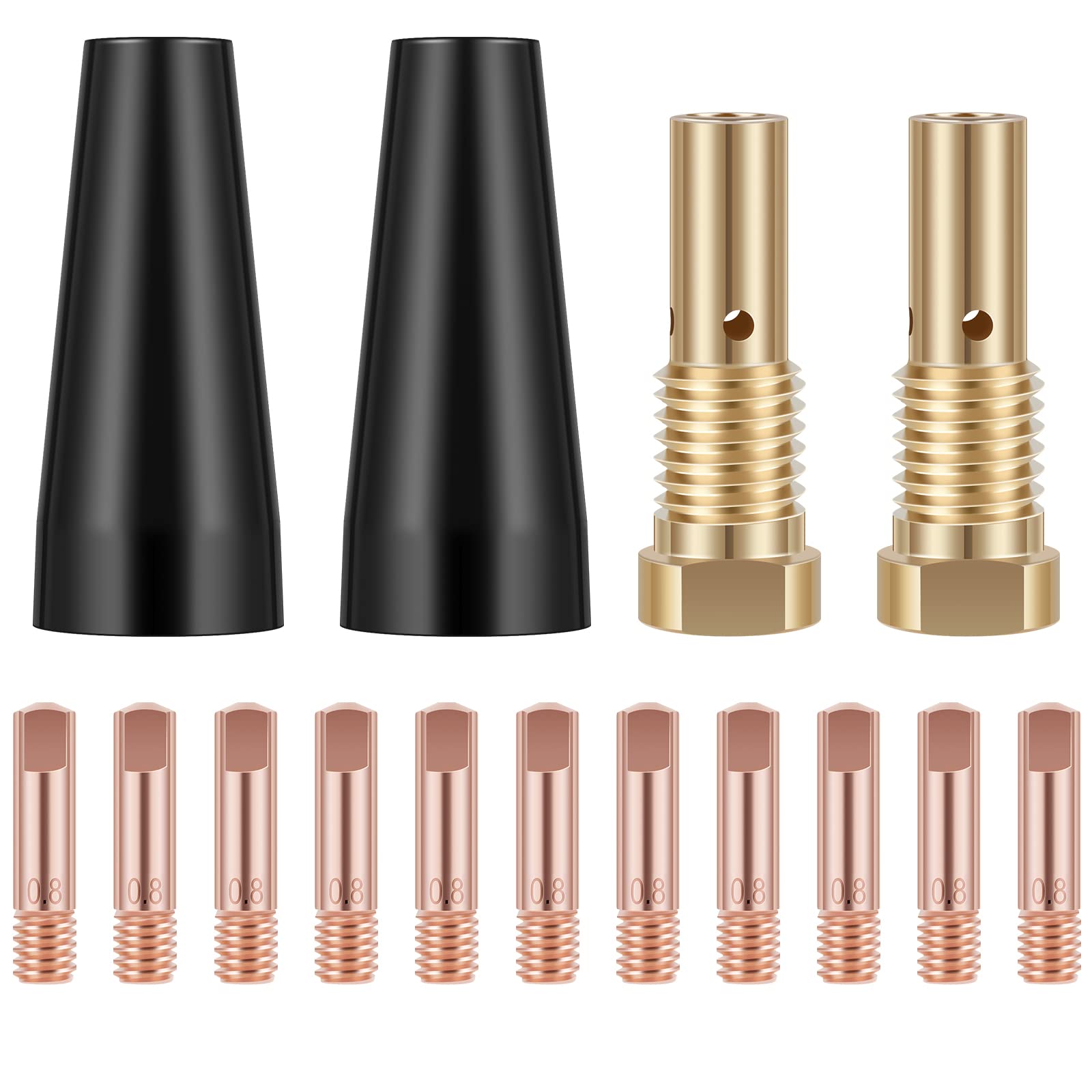 15 PCS Flux Core Gasless Nozzle Tips Kit, Compatible with Century FC90/80GL | Forney Easy Weld 261308|306, Brass Welding Tips, MIG Welding Kit (0.9mm)