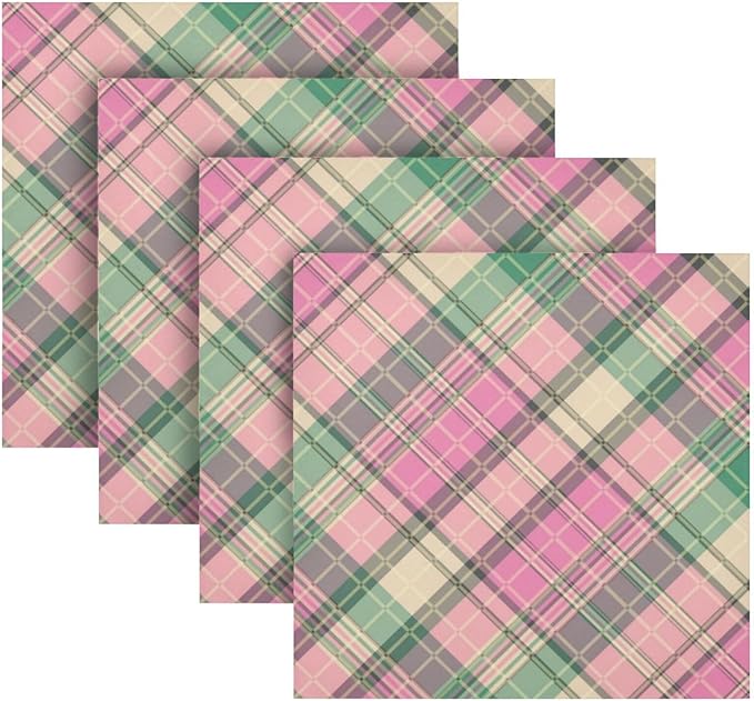 Servilletas de Tela YETTASBIN Juego de 6, Rosa y Verde Cuadros miniatura 6
