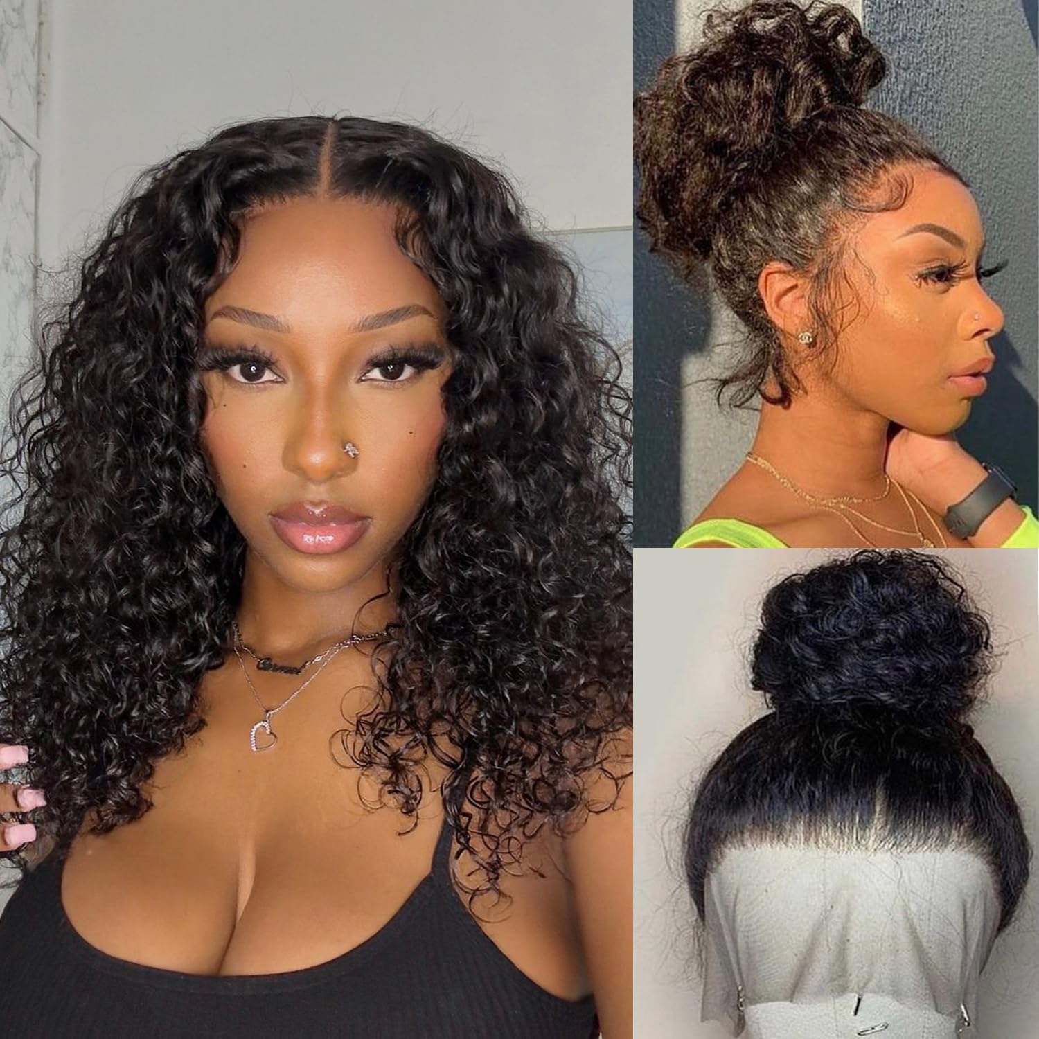Amazon.com : PXTPXT 360 Lace Front Wigs Human Hair Pre Plucked Deep