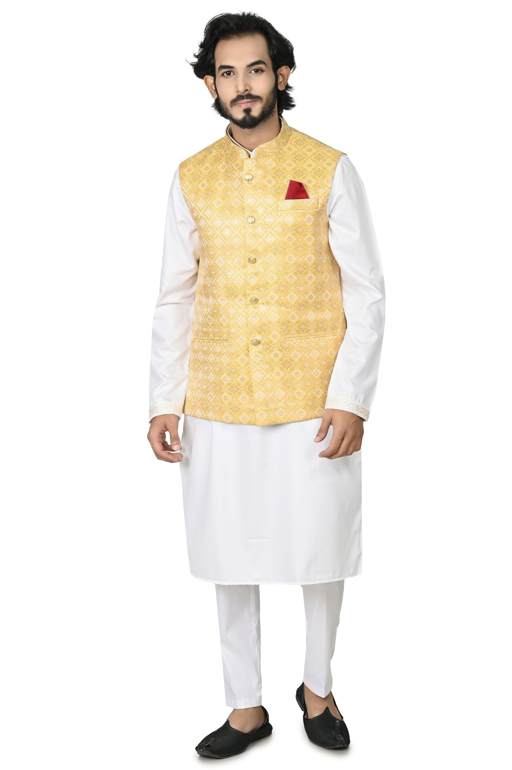doorzi Men's Brocade Self-Textured Nehru Jacket-picture-40