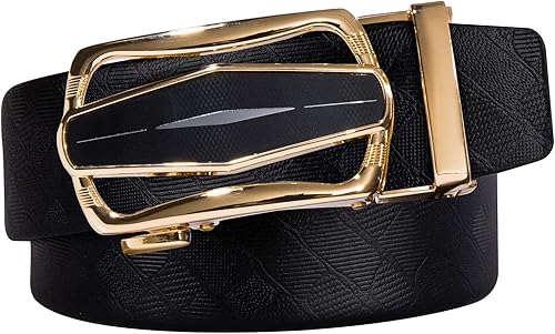 Miniatura 2 de Barry.Wang Cinturones de cuero para hombre trinquete hebilla automática clic 1 38" diseñador vestido moda clásico casual trabajo negocios