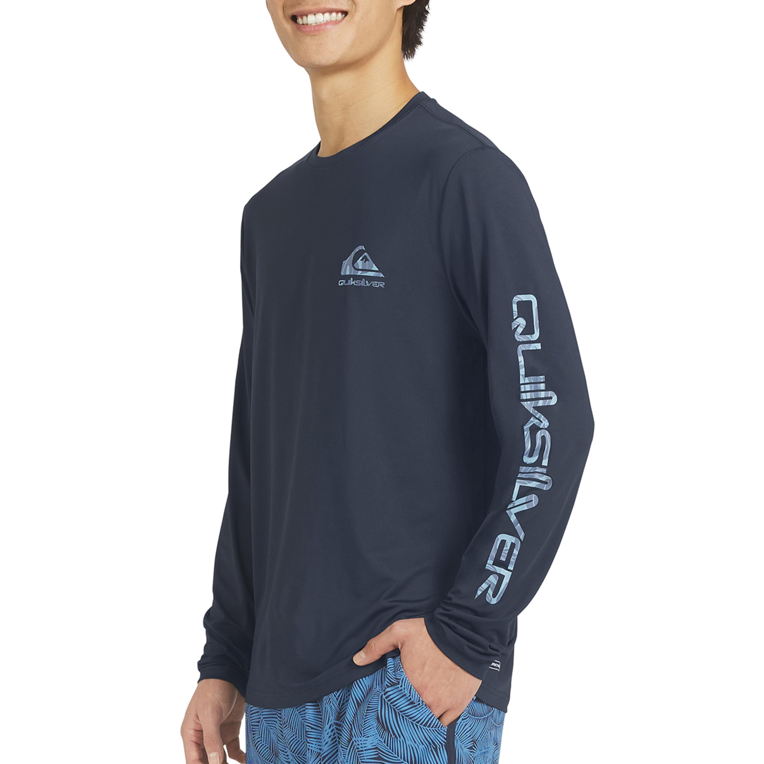 Quiksilver Swimwear Regular Fit UPF 50 Long Sleeve Sun Tee Men's Rash Guard (Pack of 1), Total Eclipse, M