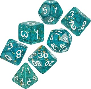 CIYODO 7 Pçs Dados De Acrílico Dados De Resina Mini Brinquedos Role Playing Dados Redemoinho Dados Jogo De Mesa Dados De Canto Quadrado Dados De Jogo De Tabuleiro Azul Dados Engraçados