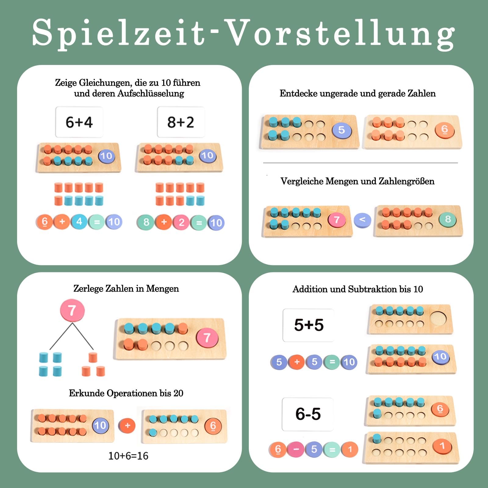 Montessori Spielzeug 2 3 4 5 6, Montessori Spielzeug ab 3 Jahre, Lernspiele ab 5 Jahre, Rechnen Lernen, Holzspielzeug, Lernspiele ab 4 Jahre, Lernspielzeug, Geschenk 2-6 Kinder Junge Mädchen