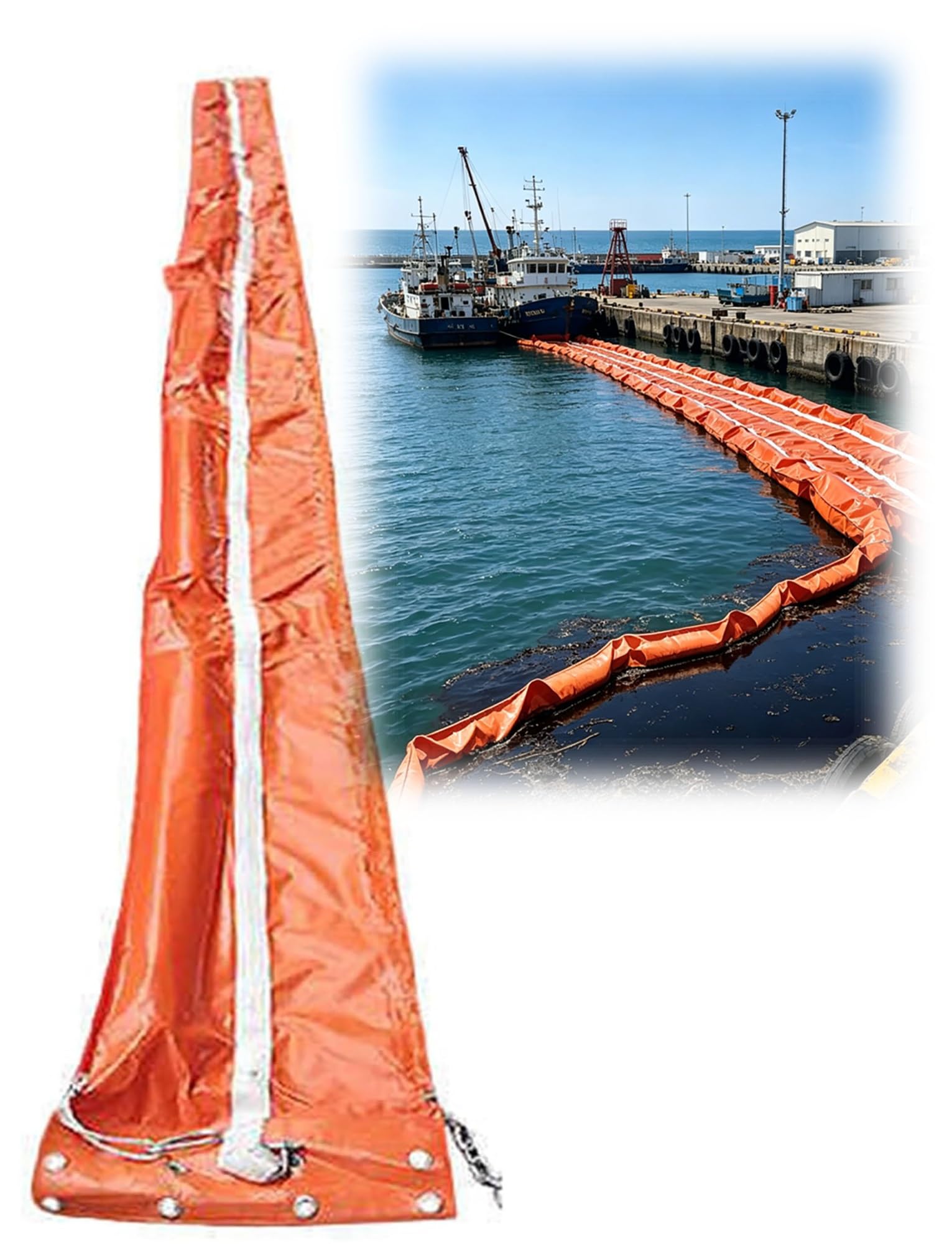 Barrage flottant anti-pollution en PVC de 350 mm - Barrière anti-déversement d'hydrocarbures flottante de plusieurs mètres | Robuste et réutilisable pour rivières, lacs, ports et applications indust