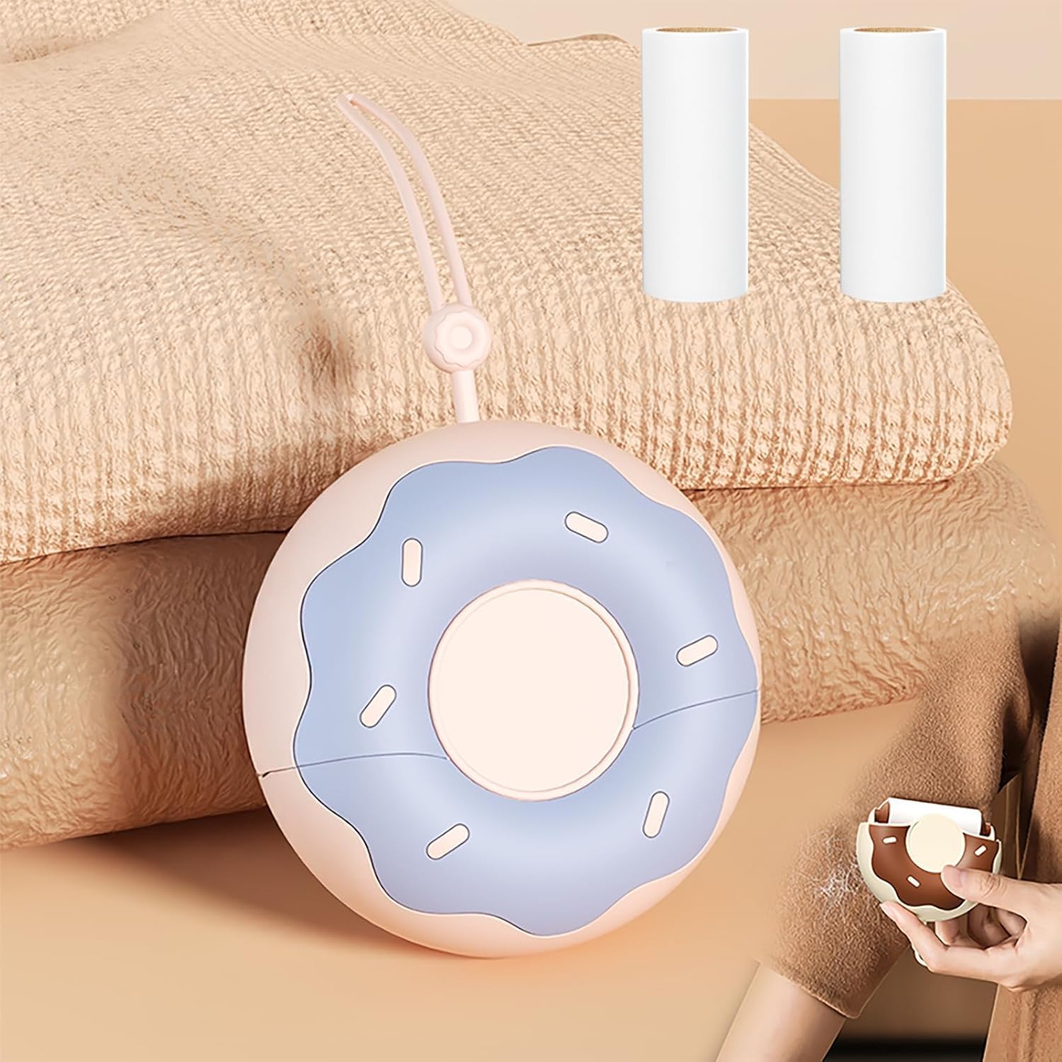 Cute Donut Lint Roller | Donut Design Sticky Lint Roller | Pocket Size Cleaner For Clothes/Sofa/Bags | Travel-Friendly Hair Removal Cleaner | Pet Hair & Dust Cleaning Tool (Pack of 1,Multicolor)-image-18