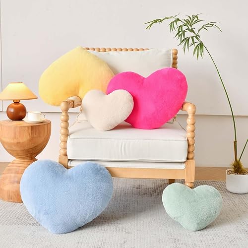 Miniatura 5 de Almohadas suaves en forma de corazón, bonita almohada decorativa de corazón verde salvia, cojín de felpa de corazón de 19.6 x 15.7 pulgadas,