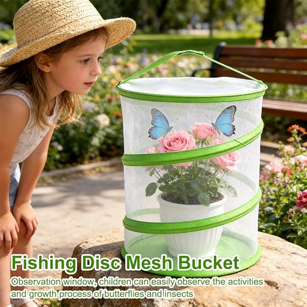 RANJIMA Insekten-und Schmetterlingslebensraum Käfig, Pop-up-Design Zusammenklappbar Insekten-Netzkäfig Schmetterlings Lebensraumkäfige Netzkäfig Terrarium für Outdoor Aktivitäten Schmetterling Habitat - 5