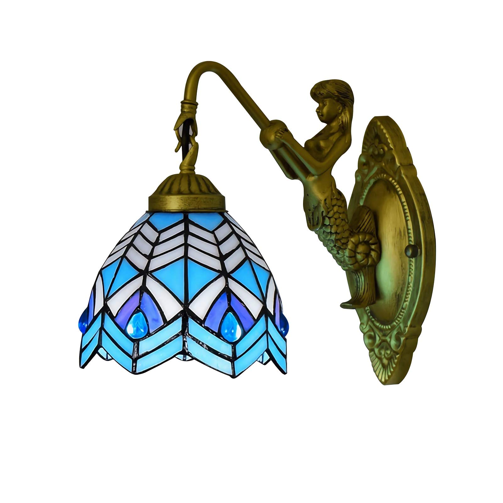 Aioneer Tiffany Style Wall Light, Vintage Stained Glass Wall Sconces, Bedroom Bedside Wall Lamp For Living Room Bathroom Hallway [Energy Class A + + ]-8