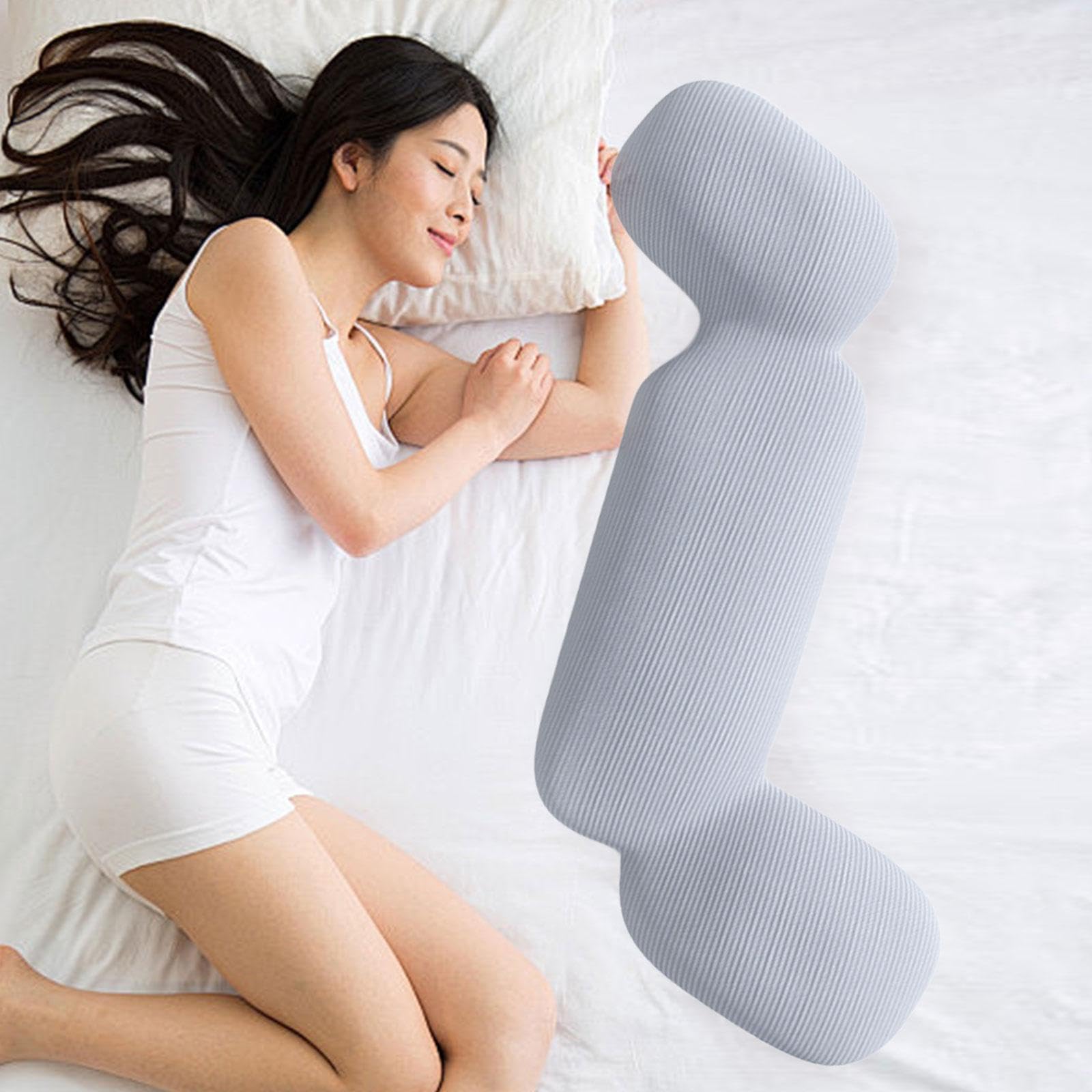 Körperkissen Lang Ergonomisch Geformtes Ganzkörperkissen Stillkissen Schwangerschaftskissen Angenehmer Bezug aus Atmungsaktivem Stoff für Schlaf, Grau