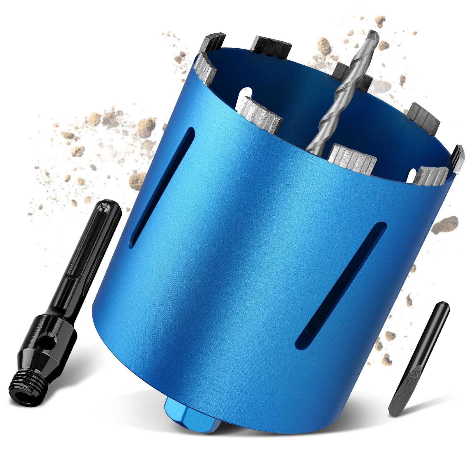 M22 Couronne Diamantée Ø 162mm Longueur Totale 200mm, Foret à Carotter de Carottage Turbo avec Adaptateur SDS Max 110mm, Scie Cloche Trépan Diamant pour Béton Maçonnerie Pierre Ponce Calcaire Plaques