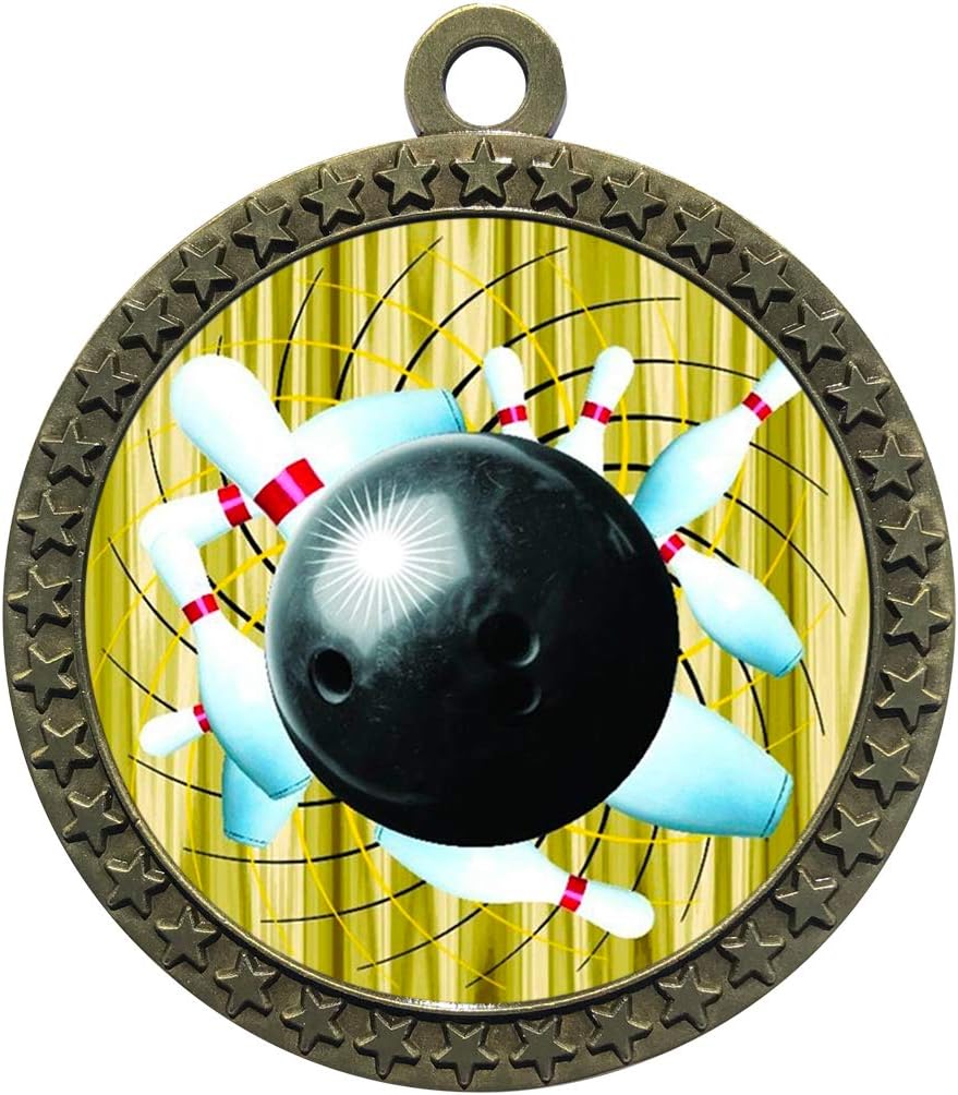 Express Medals Various Styles 1 to 50 Pack of Gold Bowling Medals Trophy Award with Neck Ribbon Medal Trophies Gift Prize Bowler Bowlers