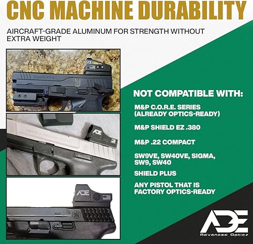 Vista 4 de Ade Advanced Optics Placa de montaje de punto mini / micro reflejo para Smith & Wesson M&P, color rojo