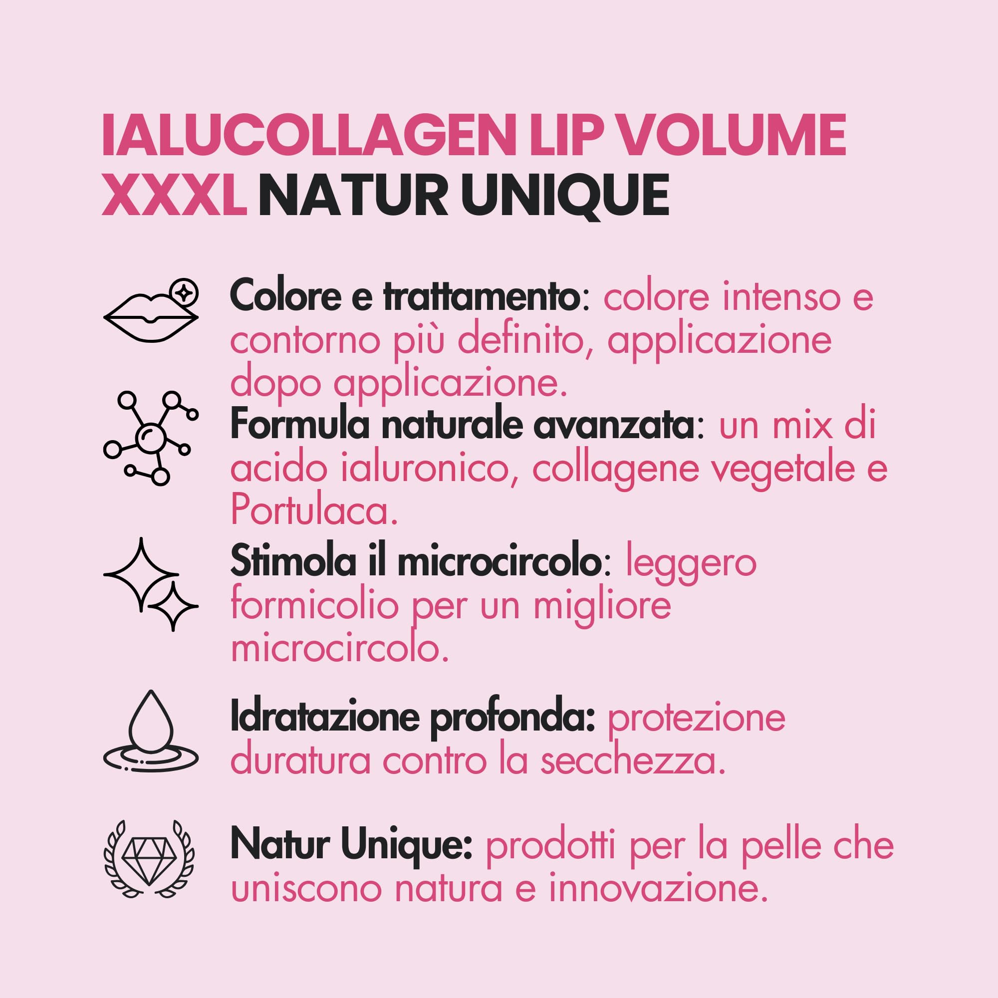 NU - IALUCOLLAGEN LIP VOLUME XXXL Nude | Rossetto Trattamento Labbra con Acido Ialuronico, Collagene e Portulaca | Formula Naturale Tecno-Filler | Idratante, Levigante, Rimpolpante | Made In Italy